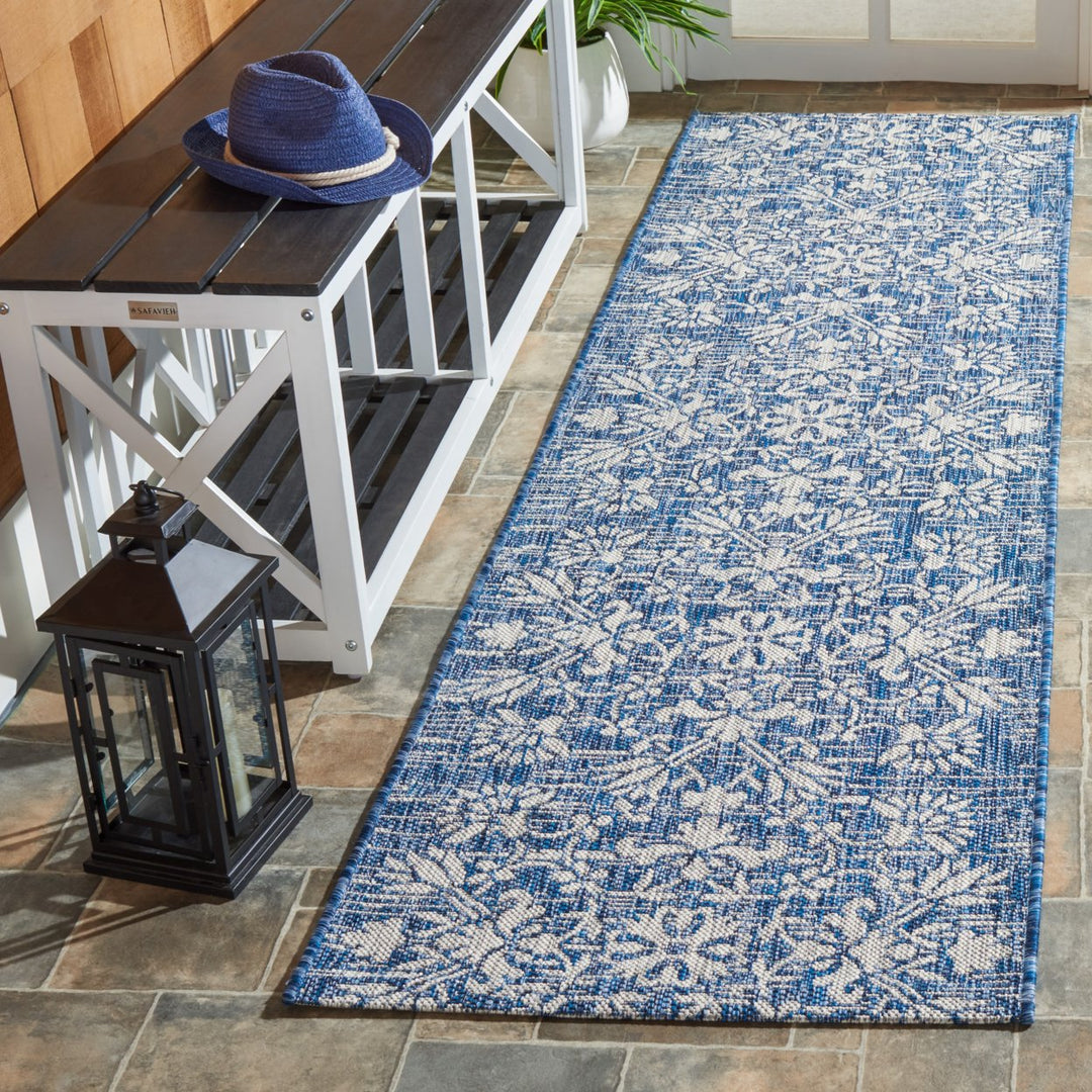 SAFAVIEH Outdoor CY8064-36821 Courtyard Navy / Grey Rug Image 3