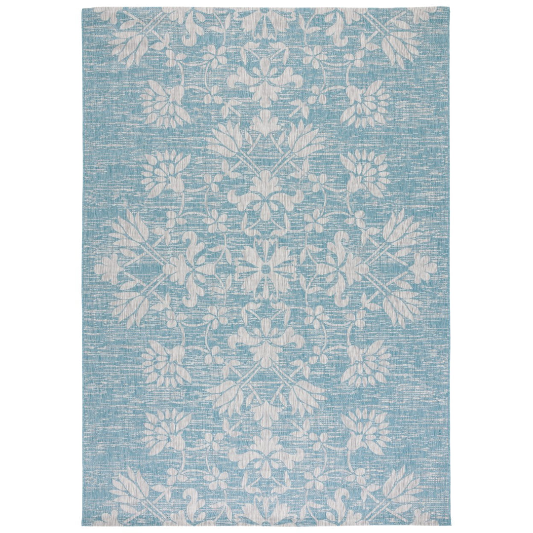 SAFAVIEH Outdoor CY8064-37121 Courtyard Aqua / Grey Rug Image 1