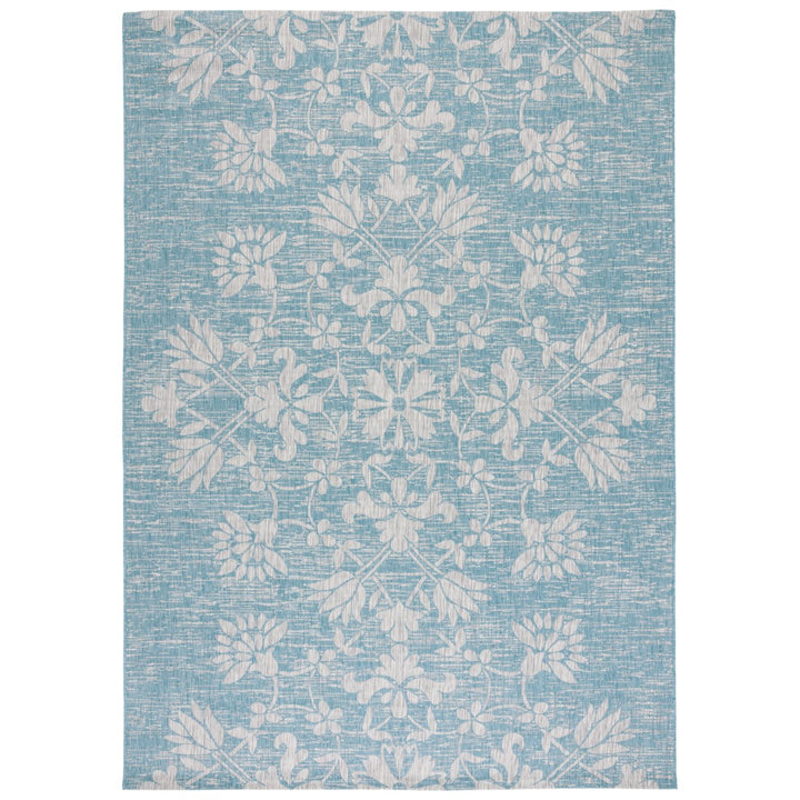 SAFAVIEH Outdoor CY8064-37121 Courtyard Aqua / Grey Rug Image 1