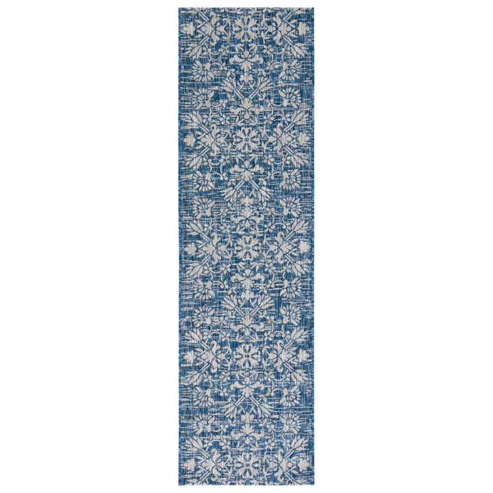 SAFAVIEH Outdoor CY8064-36821 Courtyard Navy / Grey Rug Image 5