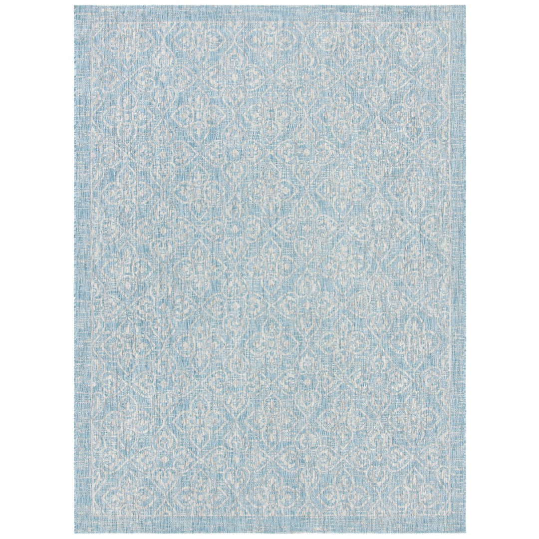 SAFAVIEH Outdoor CY8066-37121 Courtyard Aqua / Grey Rug Image 2