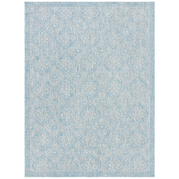 SAFAVIEH Outdoor CY8066-37121 Courtyard Aqua / Grey Rug Image 2