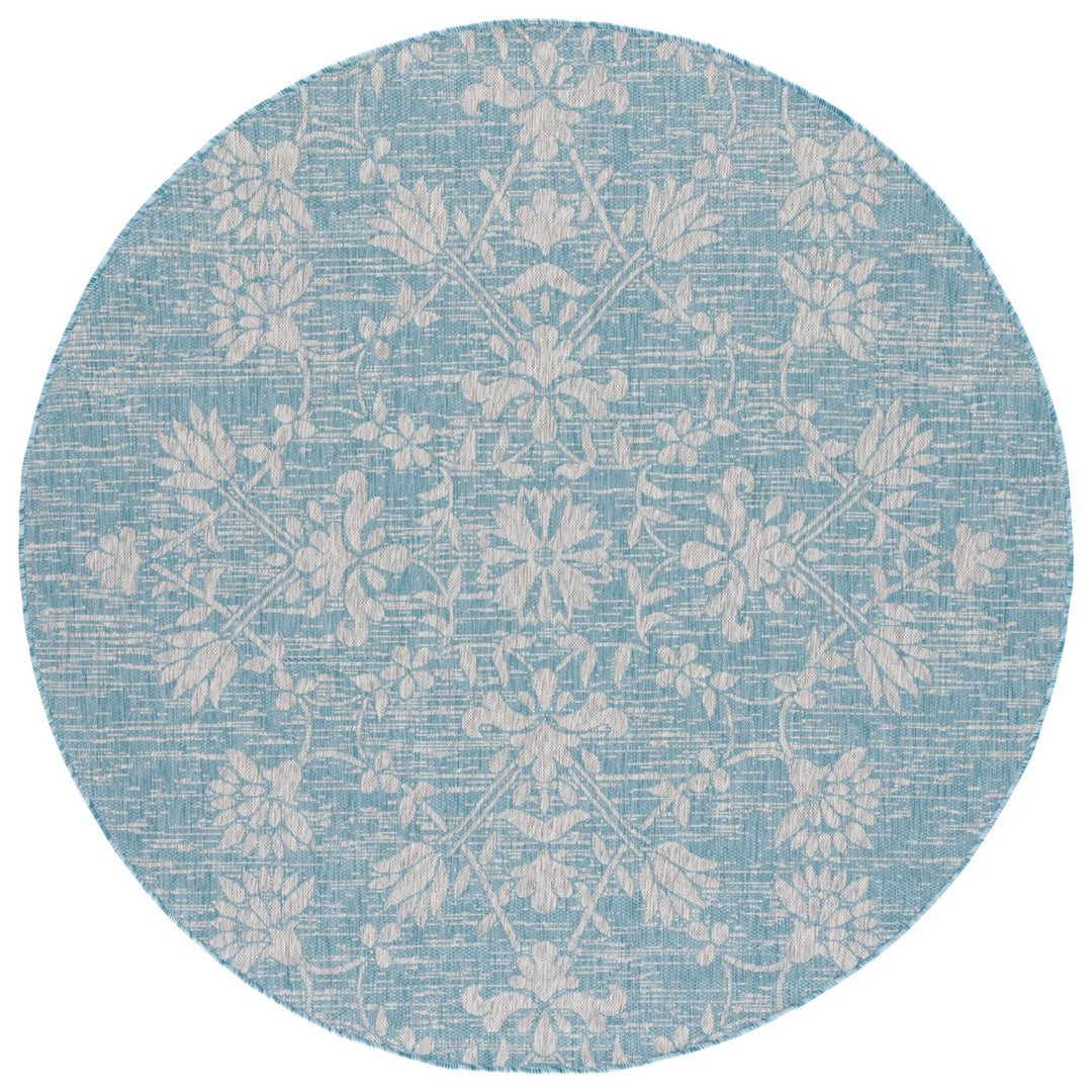 SAFAVIEH Outdoor CY8064-37121 Courtyard Aqua / Grey Rug Image 1