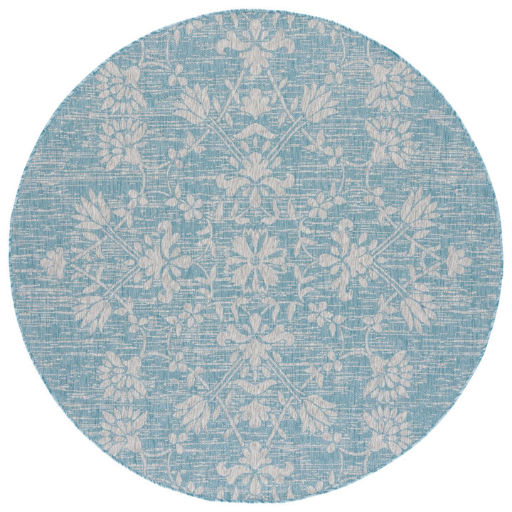 SAFAVIEH Outdoor CY8064-37121 Courtyard Aqua / Grey Rug Image 1