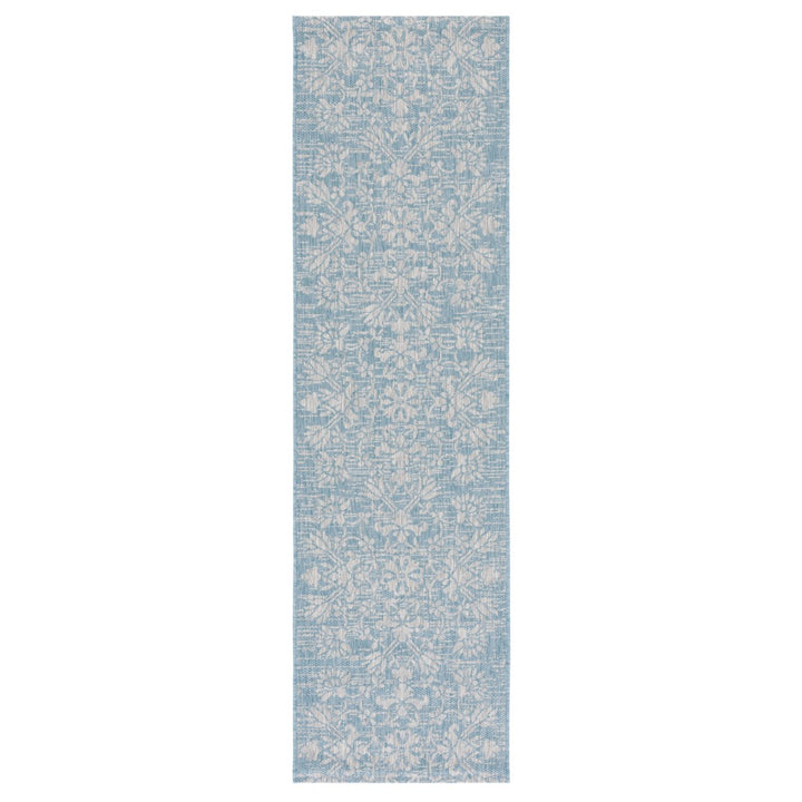 SAFAVIEH Outdoor CY8064-37121 Courtyard Aqua / Grey Rug Image 1