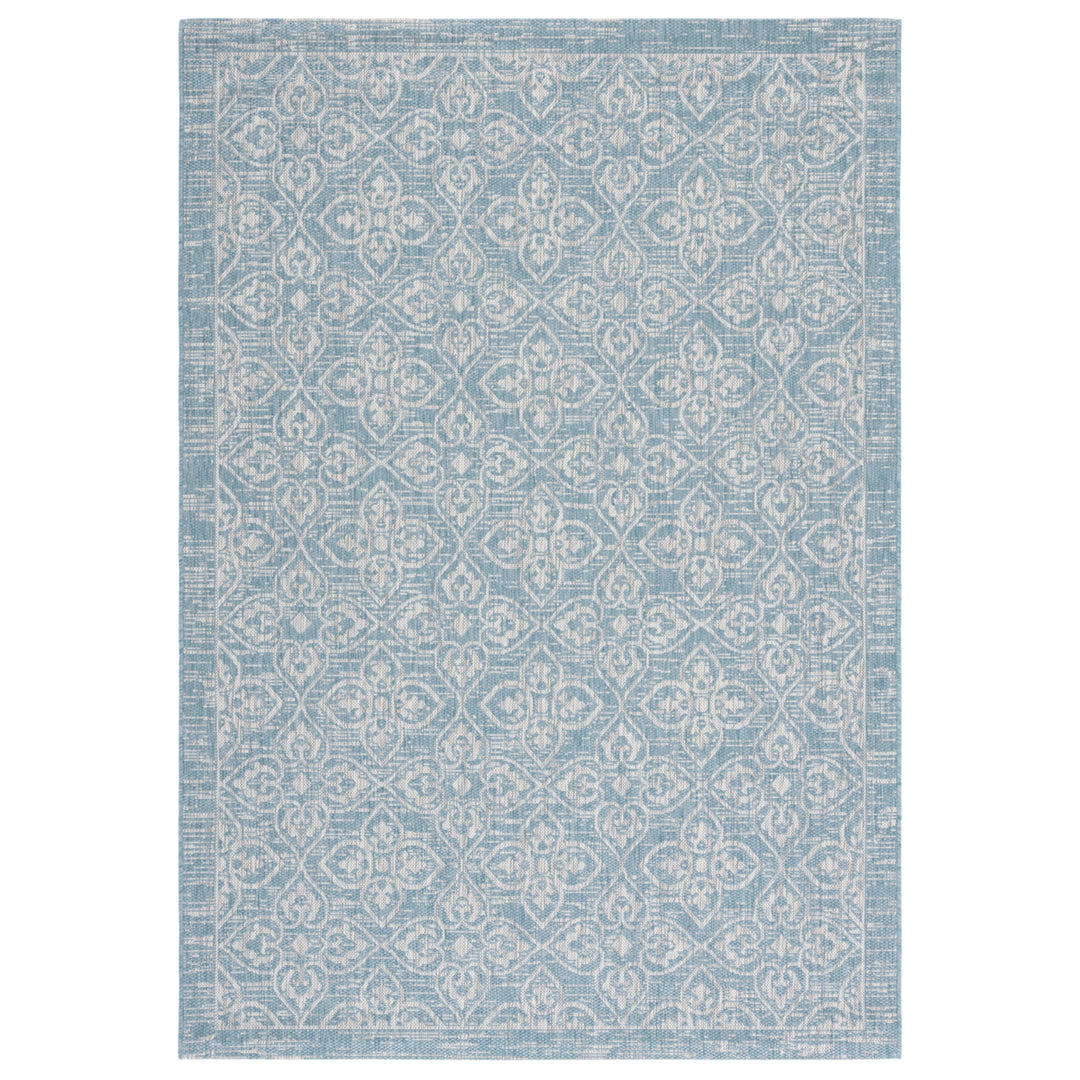 SAFAVIEH Outdoor CY8066-37121 Courtyard Aqua / Grey Rug Image 3