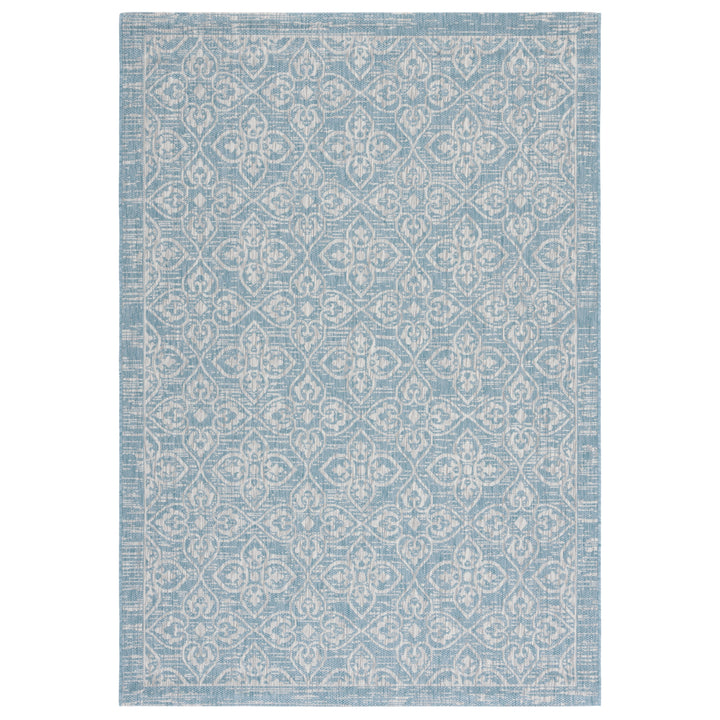 SAFAVIEH Outdoor CY8066-37121 Courtyard Aqua / Grey Rug Image 3