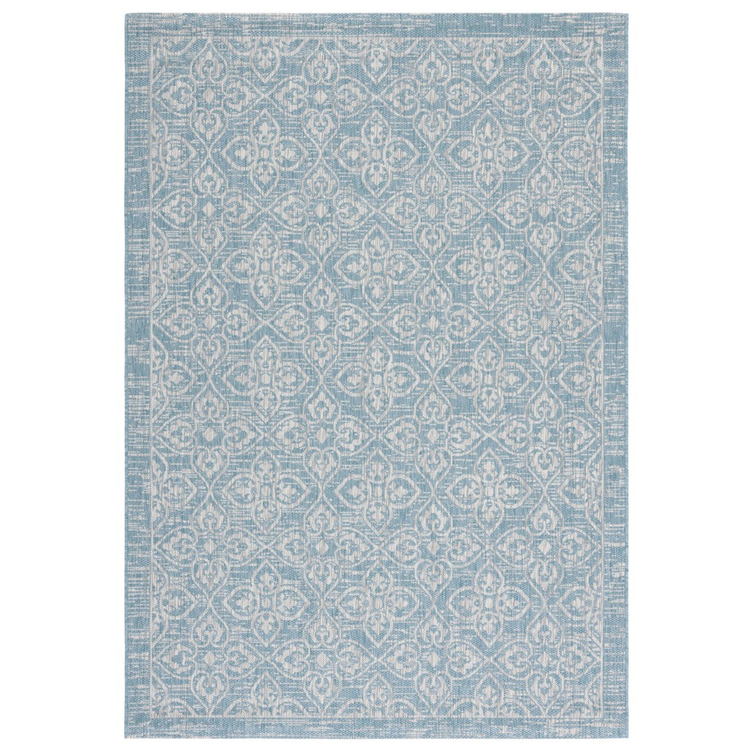 SAFAVIEH Outdoor CY8066-37121 Courtyard Aqua / Grey Rug Image 1