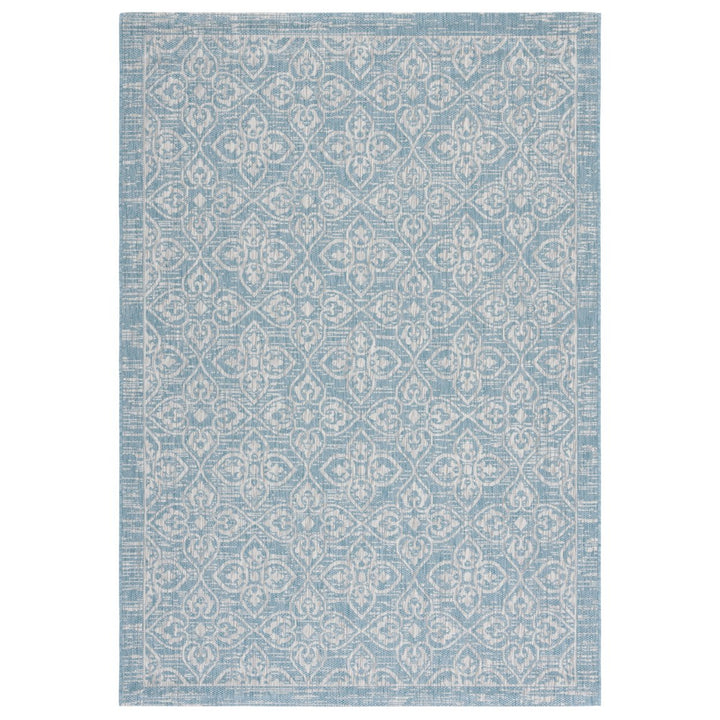 SAFAVIEH Outdoor CY8066-37121 Courtyard Aqua / Grey Rug Image 1