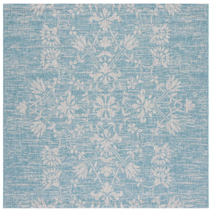 SAFAVIEH Outdoor CY8064-37121 Courtyard Aqua / Grey Rug Image 1