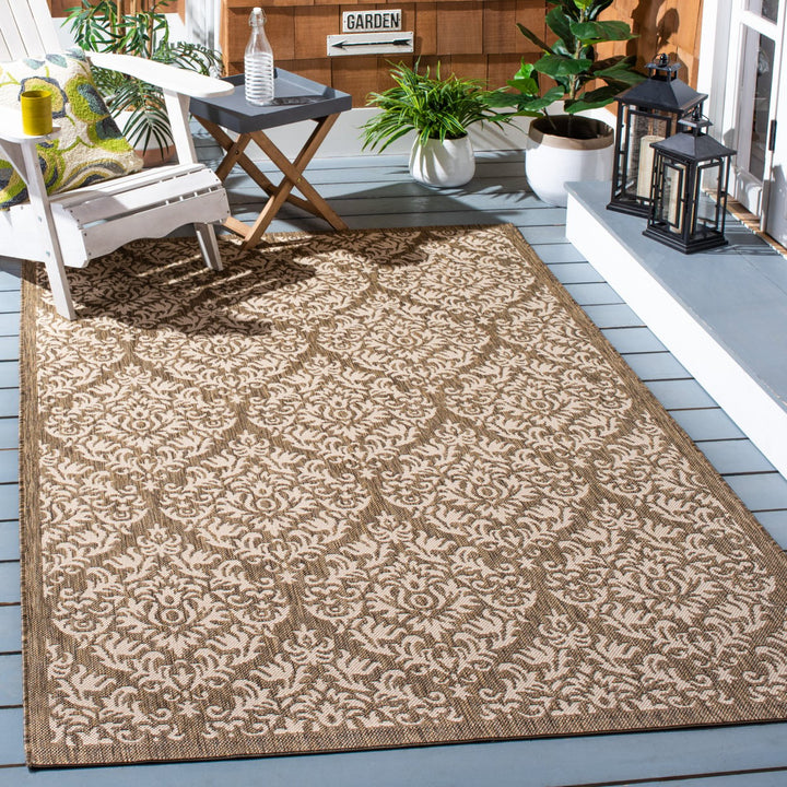 SAFAVIEH Outdoor CY8067-23221 Courtyard Brown / Beige Rug Image 1