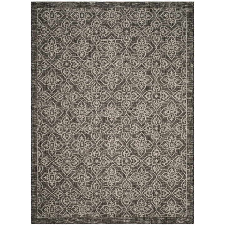 SAFAVIEH Outdoor CY8066-37621 Courtyard Black / Light Grey Rug Image 2