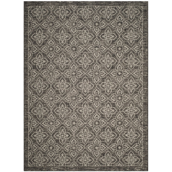 SAFAVIEH Outdoor CY8066-37621 Courtyard Black / Light Grey Rug Image 1