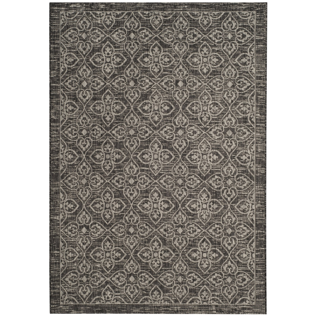 SAFAVIEH Outdoor CY8066-37621 Courtyard Black / Light Grey Rug Image 3