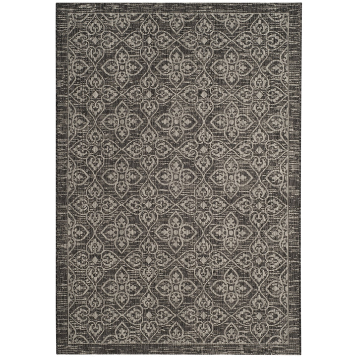 SAFAVIEH Outdoor CY8066-37621 Courtyard Black / Light Grey Rug Image 3