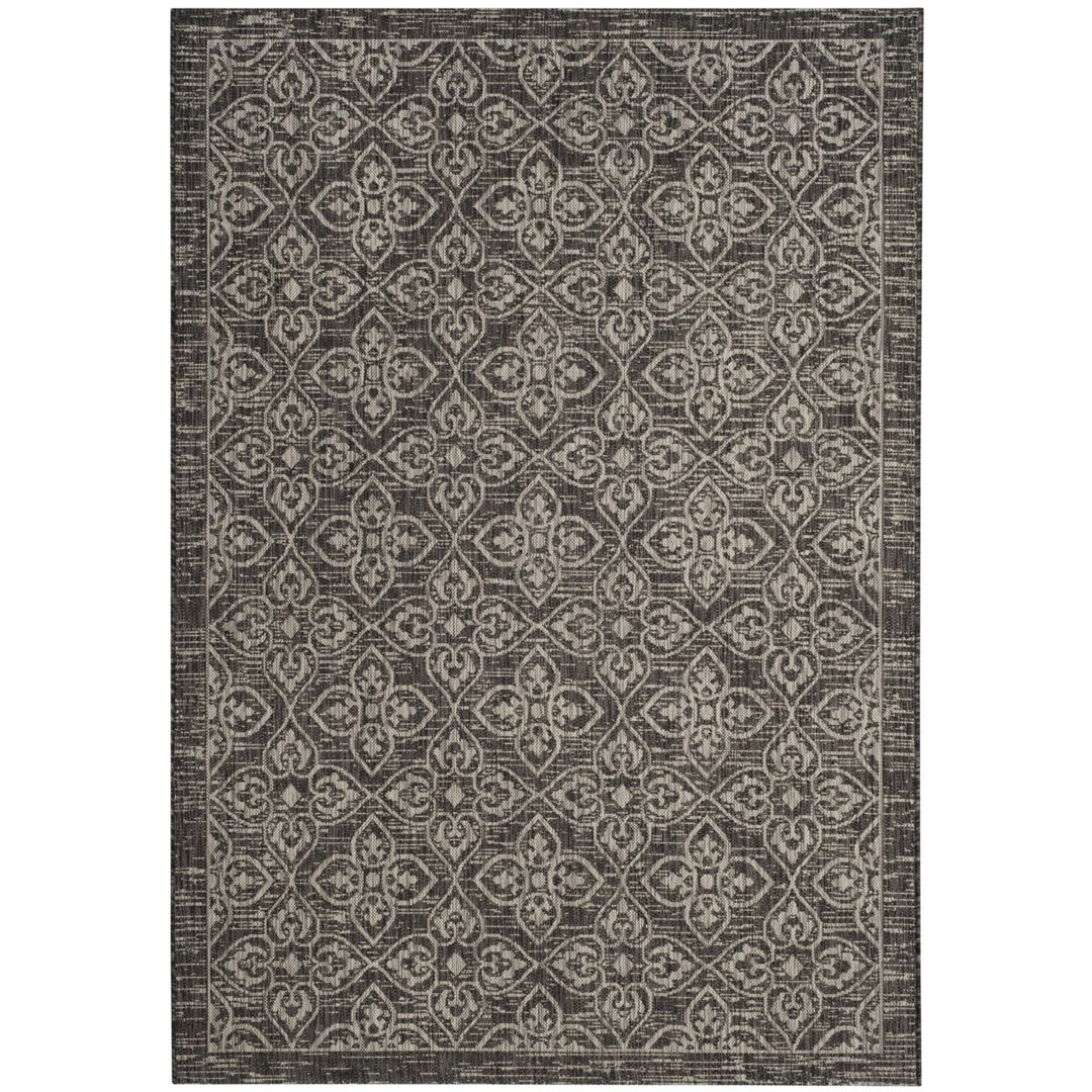 SAFAVIEH Outdoor CY8066-37621 Courtyard Black / Light Grey Rug Image 1