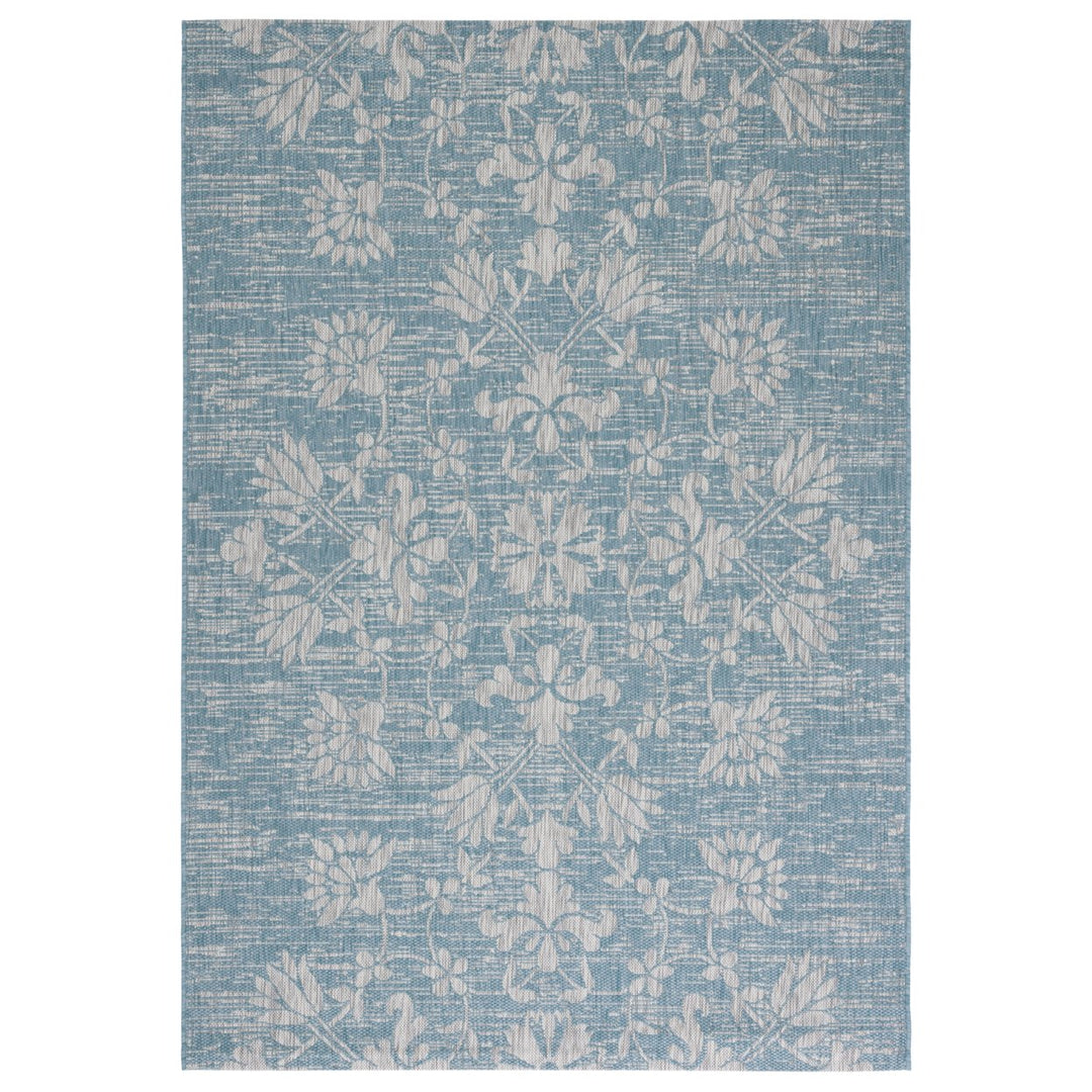 SAFAVIEH Outdoor CY8064-37121 Courtyard Aqua / Grey Rug Image 1