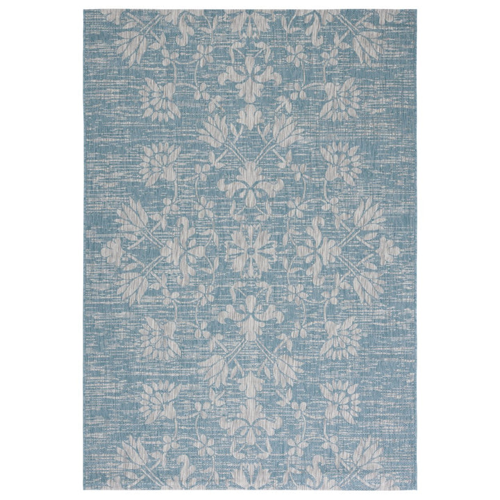 SAFAVIEH Outdoor CY8064-37121 Courtyard Aqua / Grey Rug Image 1