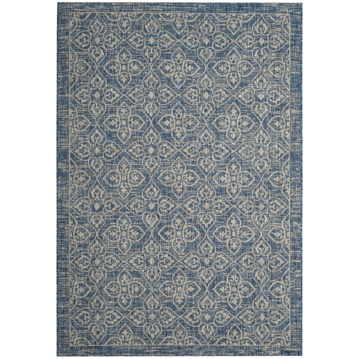 SAFAVIEH Outdoor CY8066-36821 Courtyard Navy / Grey Rug Image 5