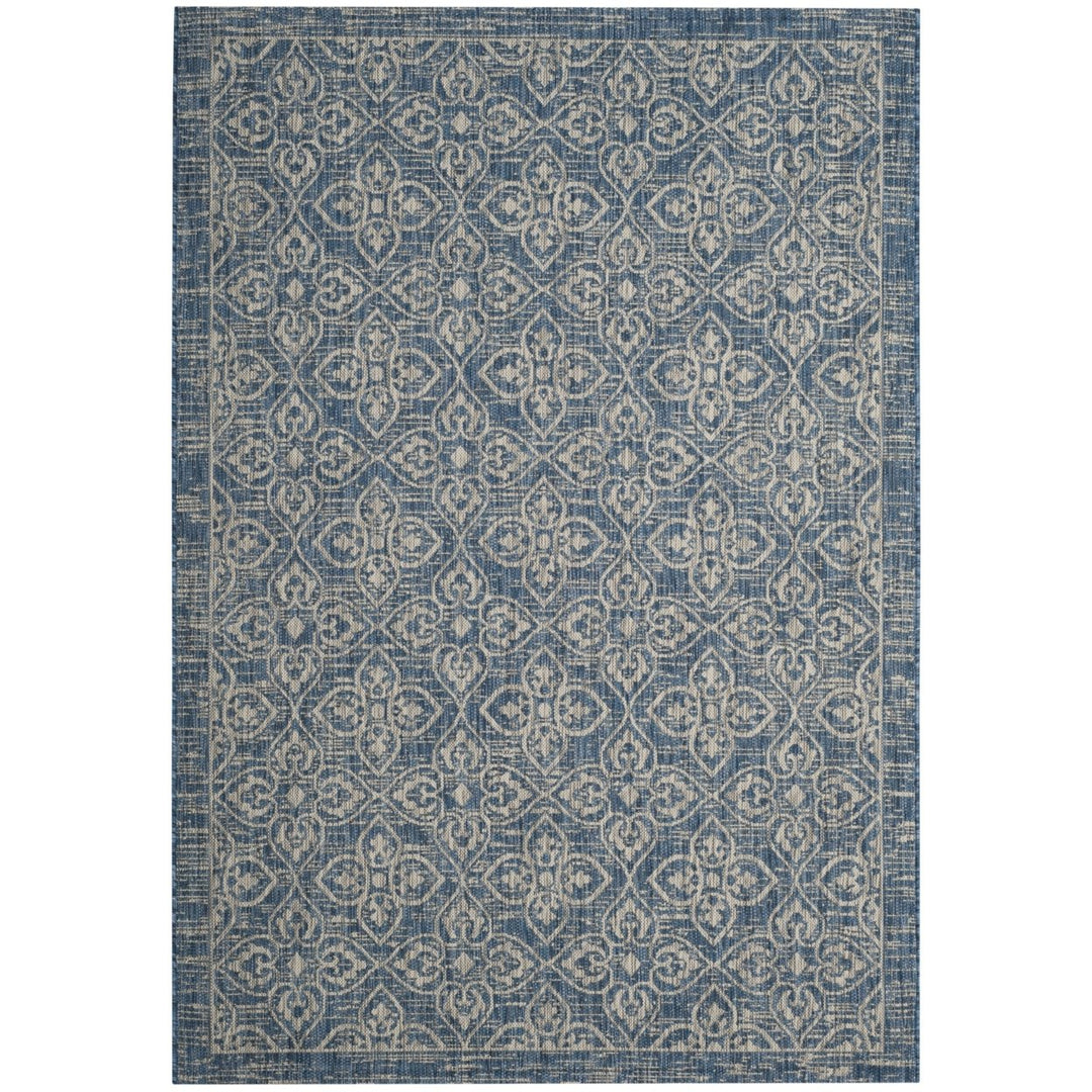 SAFAVIEH Outdoor CY8066-36821 Courtyard Navy / Grey Rug Image 1