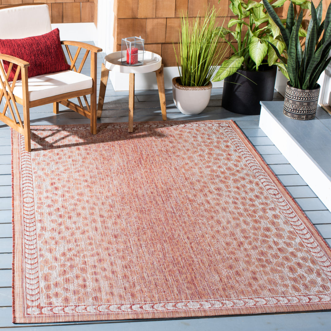 SAFAVIEH Outdoor CY8100-36512 Courtyard Rust / Beige Rug Image 1