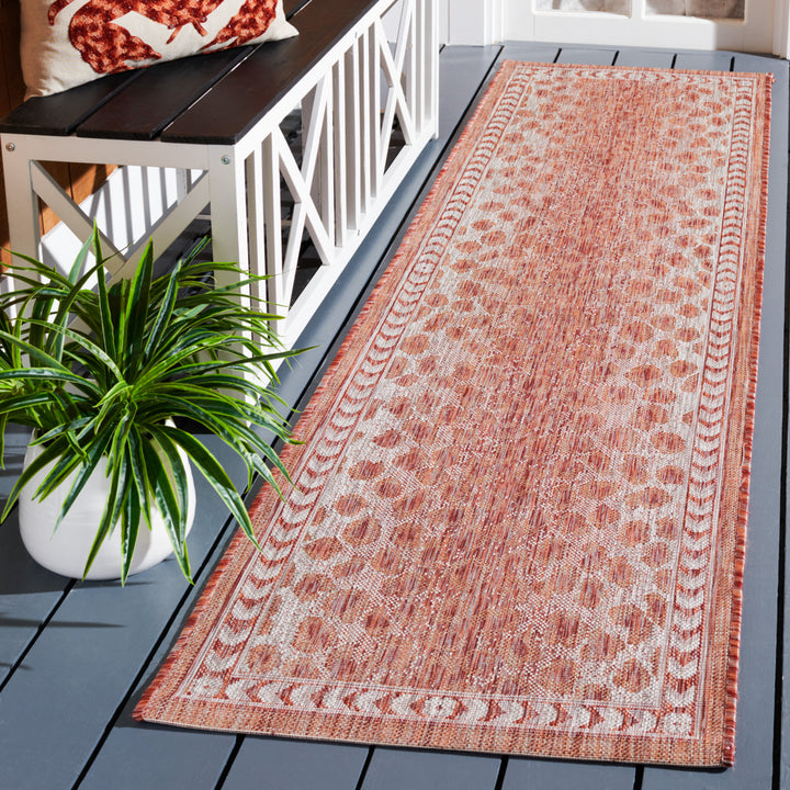 SAFAVIEH Outdoor CY8100-36512 Courtyard Rust / Beige Rug Image 3