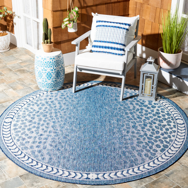 SAFAVIEH Outdoor CY8100-53412 Courtyard Blue / Ivory Rug Image 2