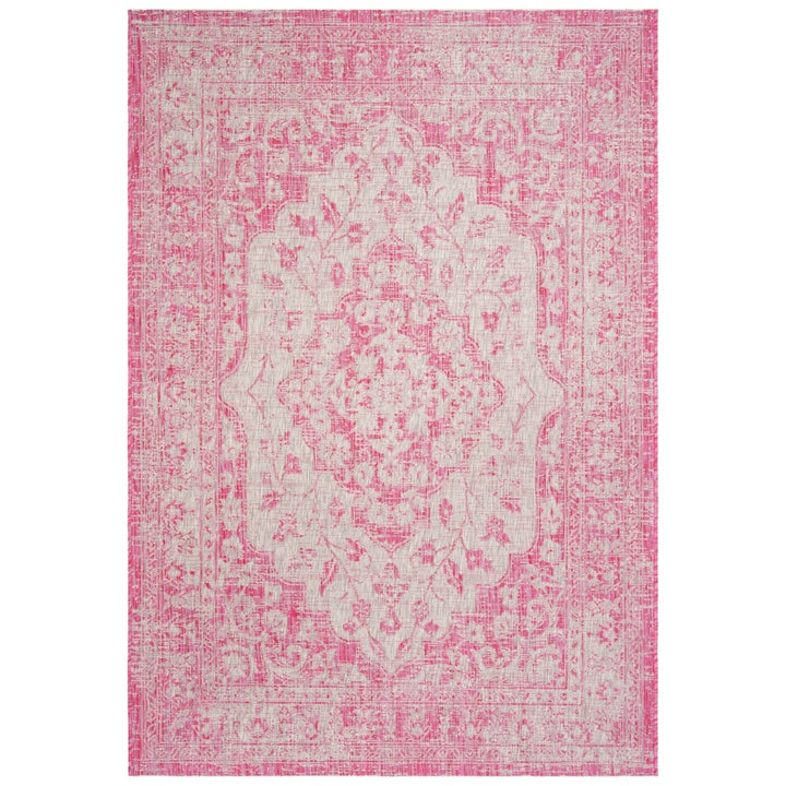 SAFAVIEH Outdoor CY8231-39712 Courtyard Fuchsia / Grey Rug Image 4