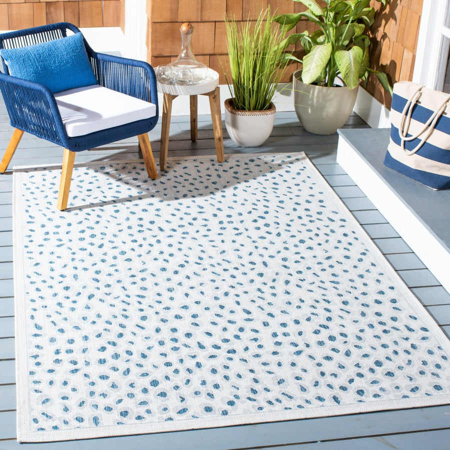 SAFAVIEH Outdoor CY8104-53412 Courtyard Ivory / Blue Rug Image 1