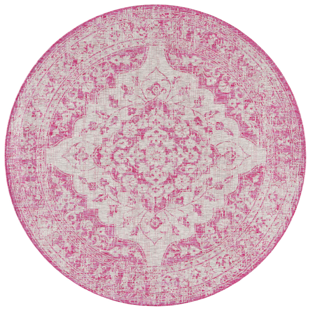 SAFAVIEH Outdoor CY8231-39712 Courtyard Fuchsia / Grey Rug Image 5