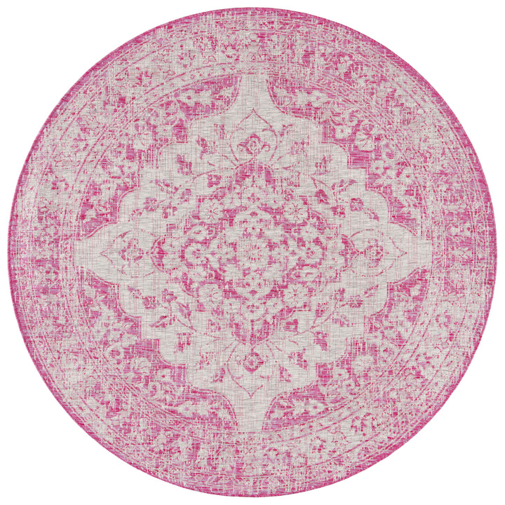 SAFAVIEH Outdoor CY8231-39712 Courtyard Fuchsia / Grey Rug Image 5