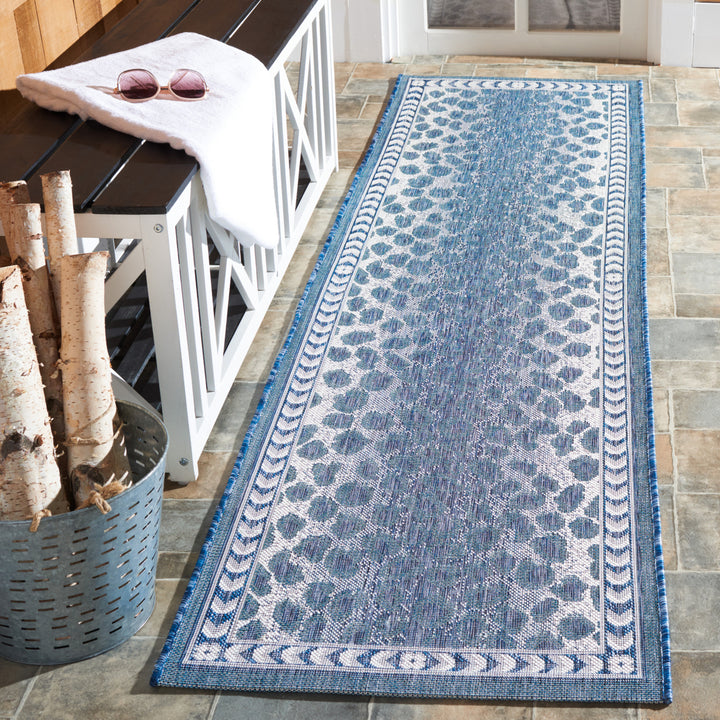 SAFAVIEH Outdoor CY8100-53412 Courtyard Blue / Ivory Rug Image 3
