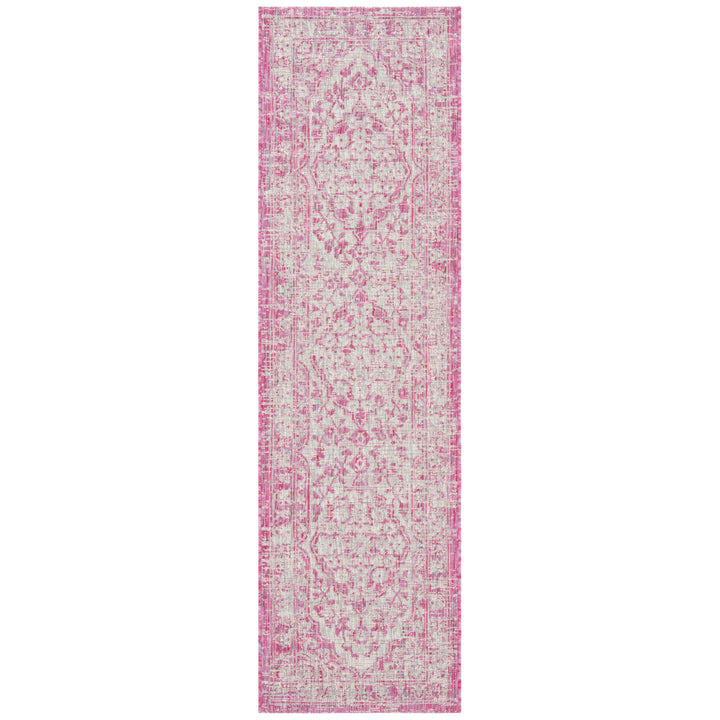 SAFAVIEH Outdoor CY8231-39712 Courtyard Fuchsia / Grey Rug Image 6