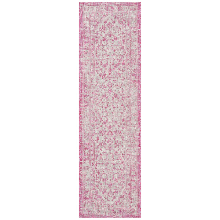 SAFAVIEH Outdoor CY8231-39712 Courtyard Fuchsia / Grey Rug Image 1