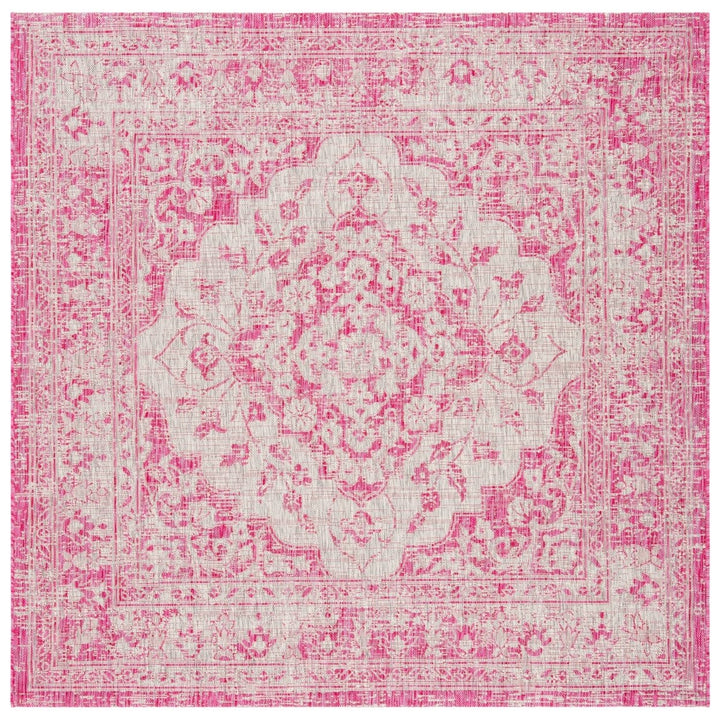 SAFAVIEH Outdoor CY8231-39712 Courtyard Fuchsia / Grey Rug Image 7