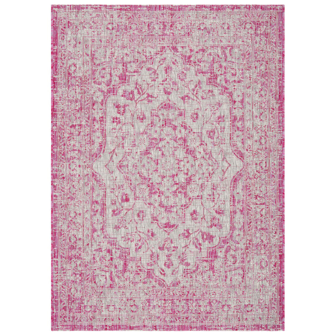 SAFAVIEH Outdoor CY8231-39712 Courtyard Fuchsia / Grey Rug Image 10