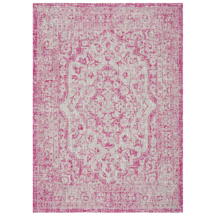 SAFAVIEH Outdoor CY8231-39712 Courtyard Fuchsia / Grey Rug Image 10