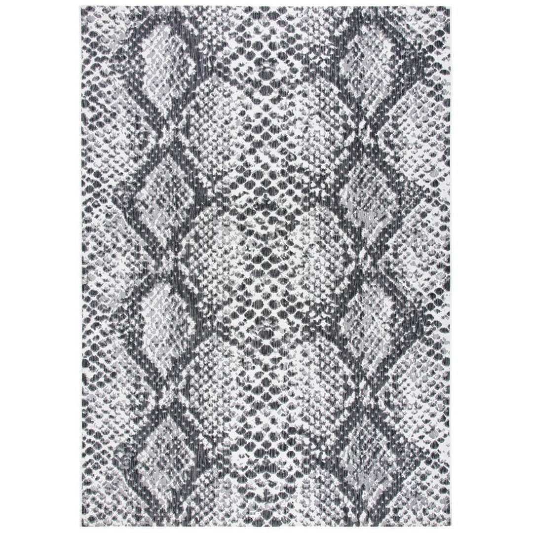 SAFAVIEH Outdoor CY8162-53712 Courtyard Grey / Black Rug Image 1