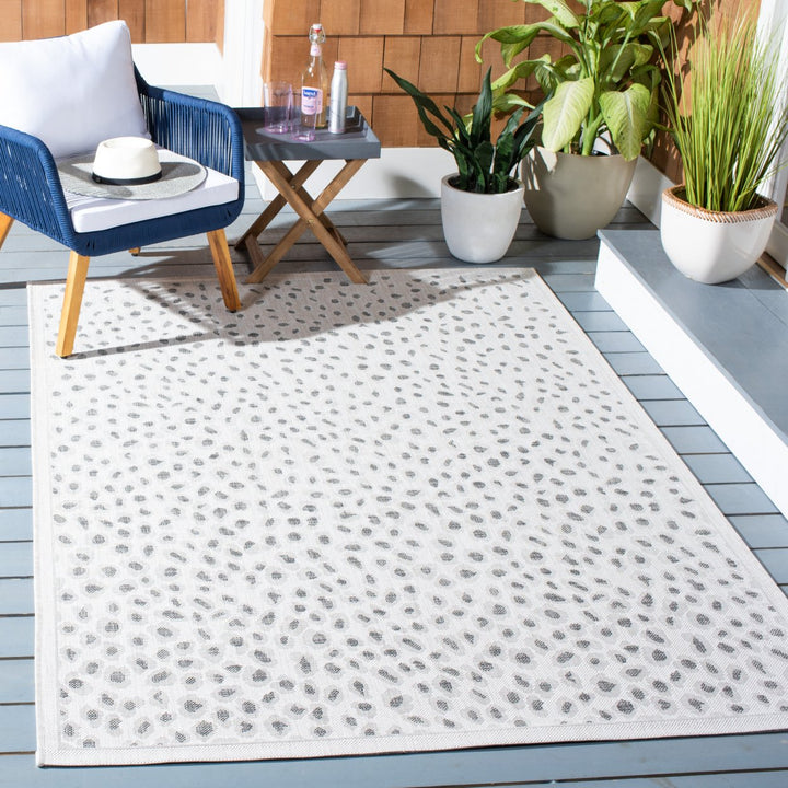 SAFAVIEH Outdoor CY8104-53712 Courtyard Ivory / Grey Rug Image 1