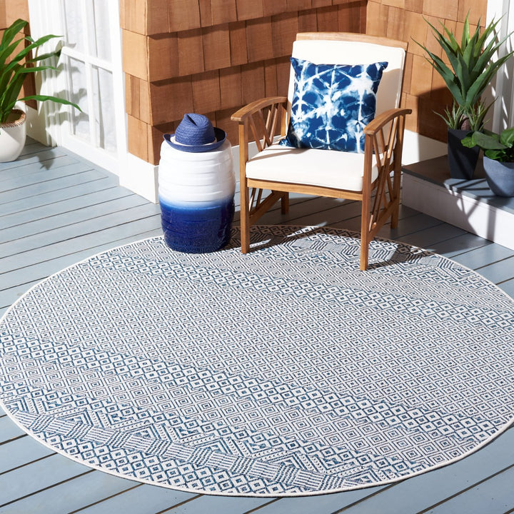 SAFAVIEH Outdoor CY8235-53412 Courtyard Blue / Navy Rug Image 2