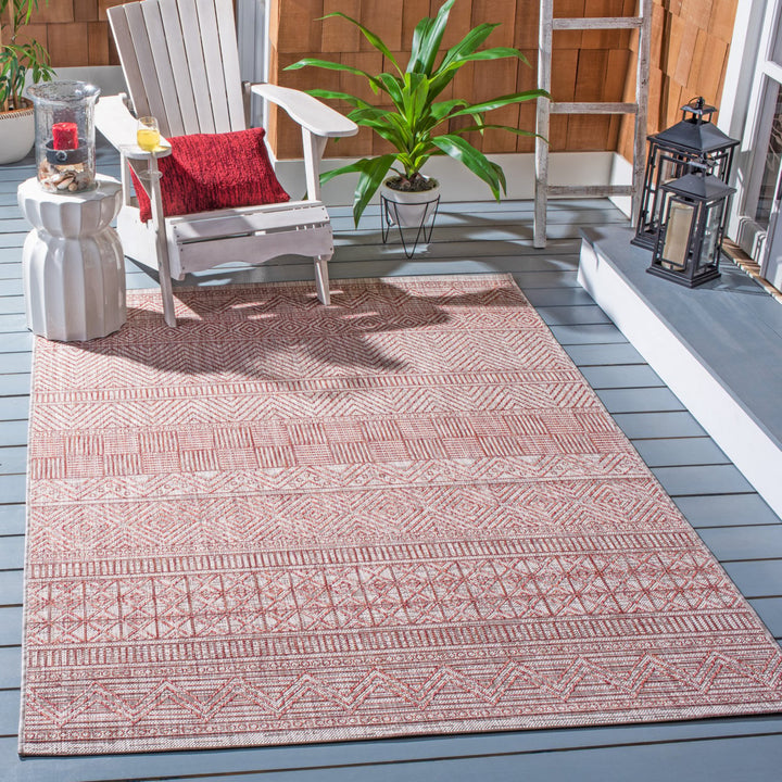 SAFAVIEH Outdoor CY8196-36512 Courtyard Beige / Rust Rug Image 1