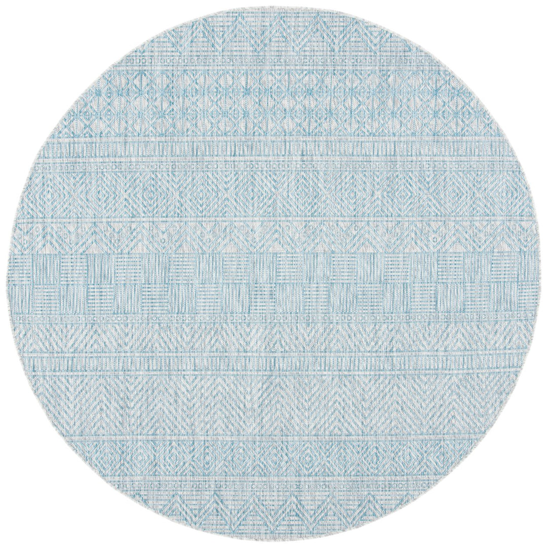 SAFAVIEH Outdoor CY8196-37112 Courtyard Light Grey / Aqua Rug Image 1