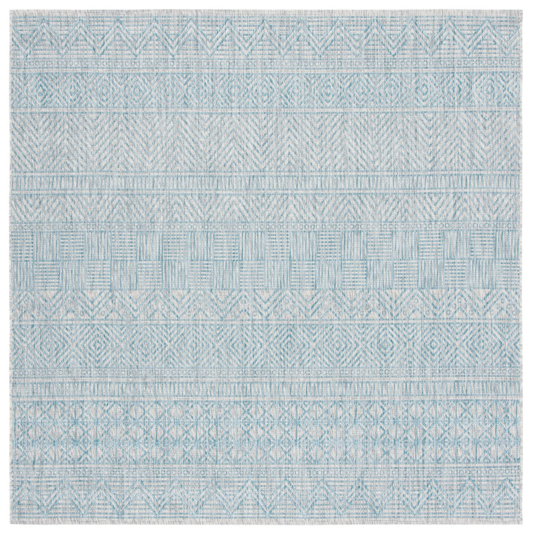 SAFAVIEH Outdoor CY8196-37112 Courtyard Light Grey / Aqua Rug Image 1