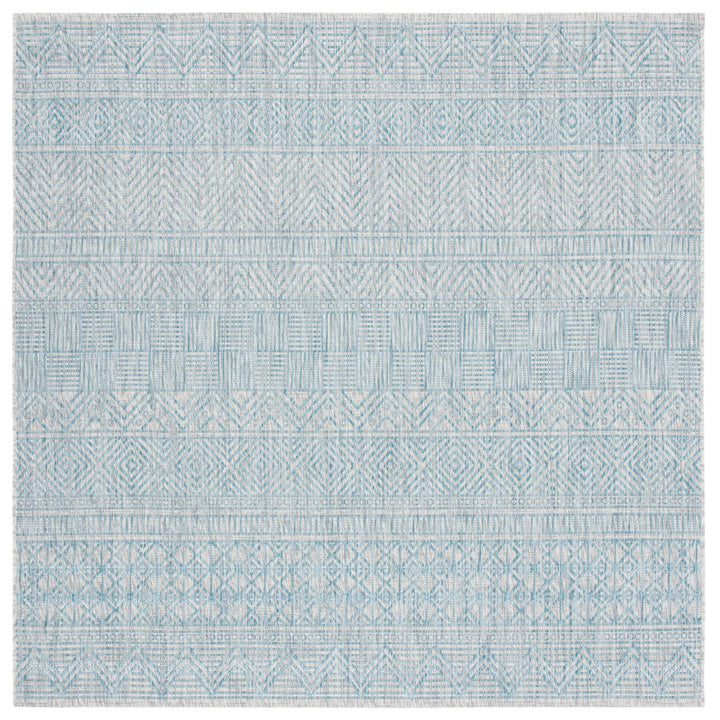 SAFAVIEH Outdoor CY8196-37112 Courtyard Light Grey / Aqua Rug Image 1