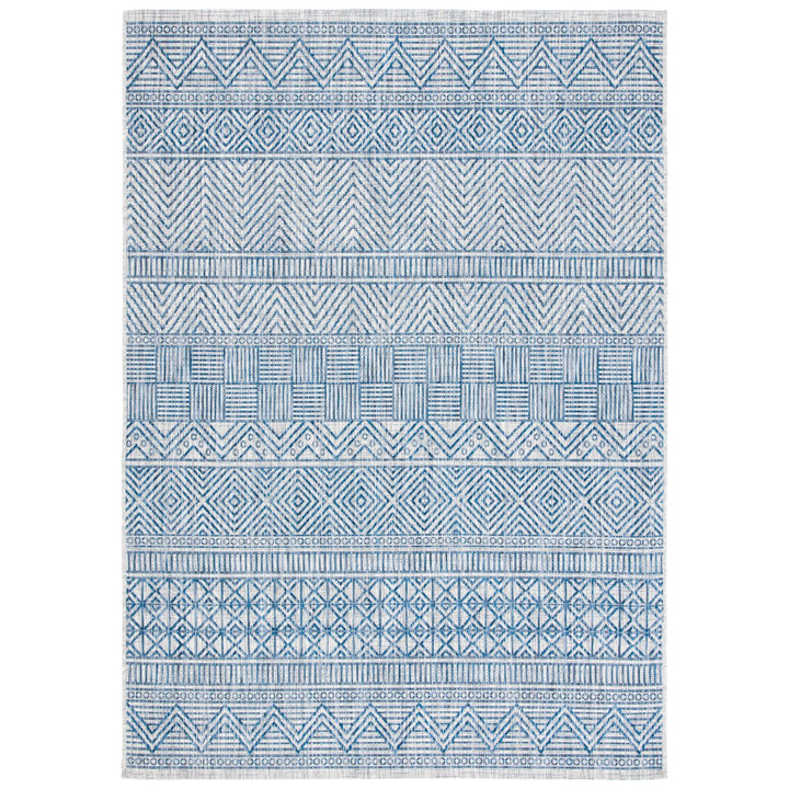 SAFAVIEH Outdoor CY8196-36812 Courtyard Grey / Navy Rug Image 1