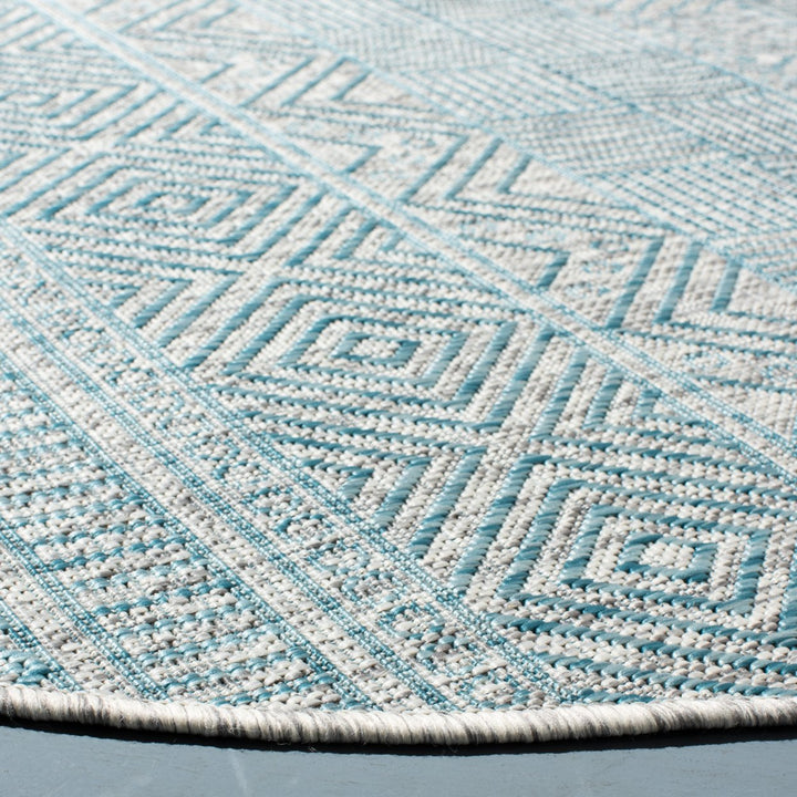 SAFAVIEH Outdoor CY8196-37112 Courtyard Light Grey / Aqua Rug Image 5