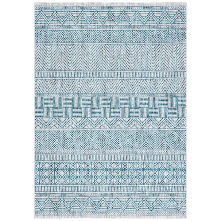 SAFAVIEH Outdoor CY8196-37212 Courtyard Grey / Teal Rug Image 3