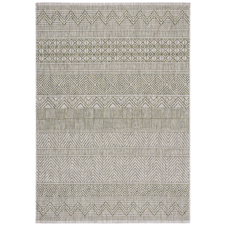 SAFAVIEH Outdoor CY8196-37912 Courtyard Grey / Olive Green Rug Image 2