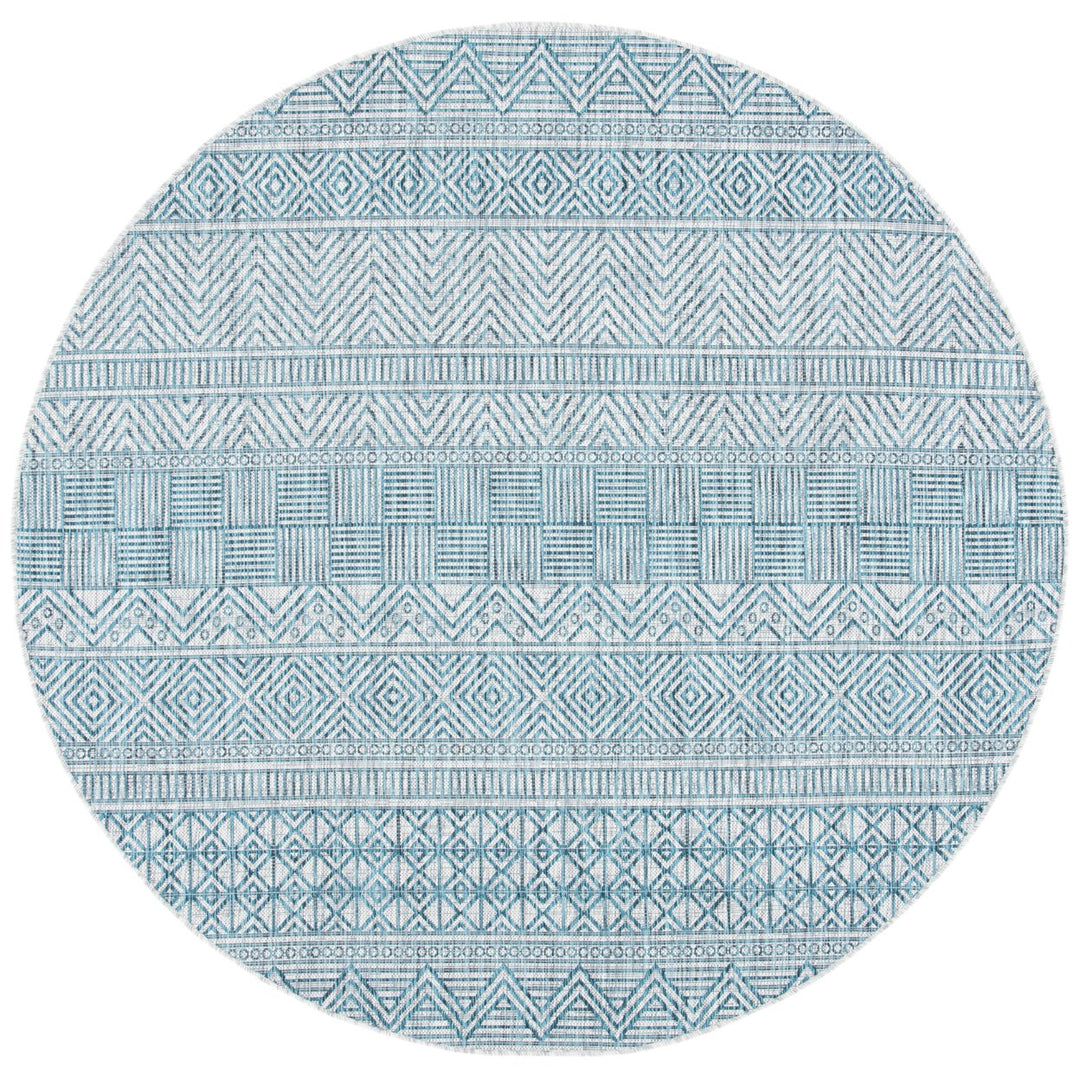 SAFAVIEH Outdoor CY8196-37212 Courtyard Grey / Teal Rug Image 4