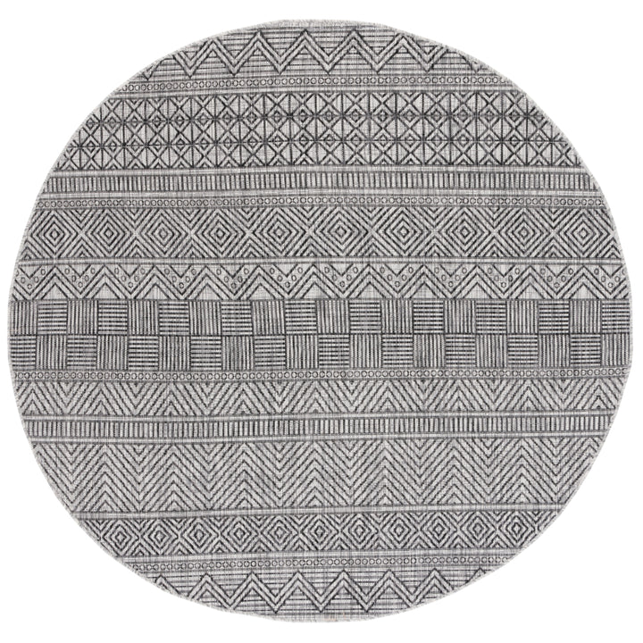 SAFAVIEH Outdoor CY8196-37612 Courtyard Black / Grey Rug Image 4